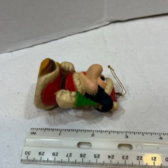 VTG Disney Santa Mickey Mouse w/Toy Sack & Tree Christmas Ornament 2.5" - Picture 8 of 9